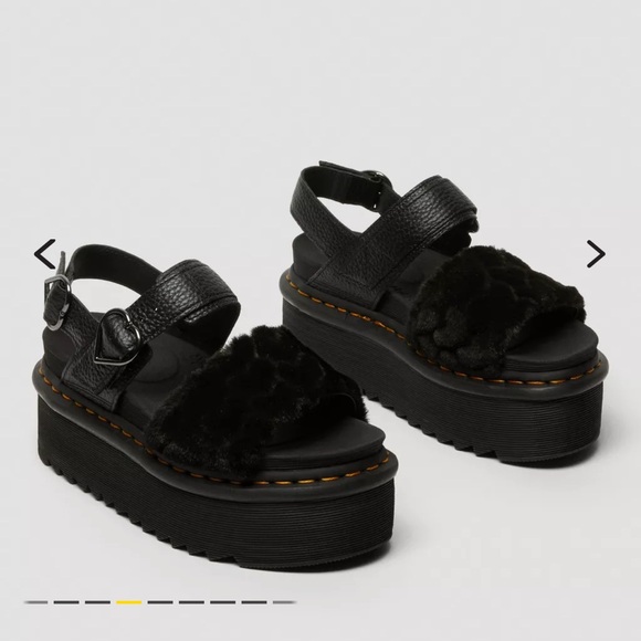 Dr. Martens Black Furry Platform Sandals - Picture 4 of 4